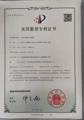 實(shí)用新型專利（一種水處理過(guò)濾裝置）